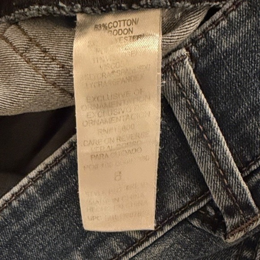 Democracy Jeans Womens 8 "Ab" solution Blue Distressed Raw Hem - Picture 6 of 10